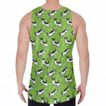Green Doodle Bull Terrier Pattern Print Men's Velvet Tank Top