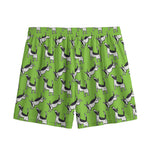 Green Doodle Bull Terrier Pattern Print Mesh Shorts