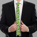Green Doodle Bull Terrier Pattern Print Necktie