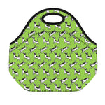 Green Doodle Bull Terrier Pattern Print Neoprene Lunch Bag