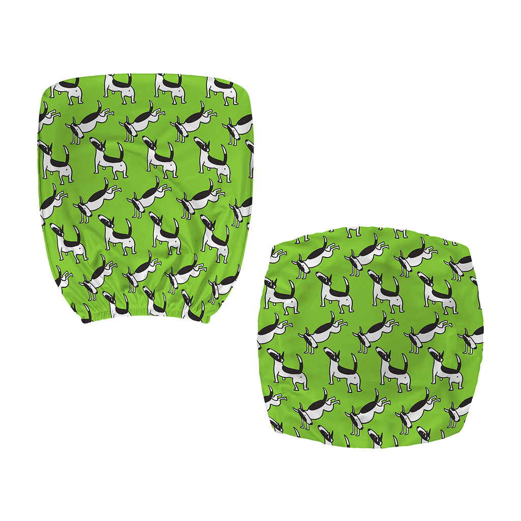 Green Doodle Bull Terrier Pattern Print Office Chair Cover