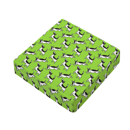 Green Doodle Bull Terrier Pattern Print Outdoor Seat Cushion Cover