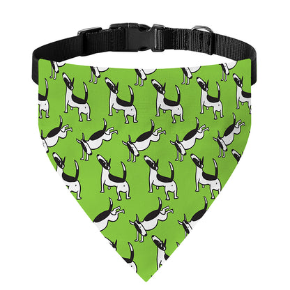 Green Doodle Bull Terrier Pattern Print Over The Collar Dog Bandana