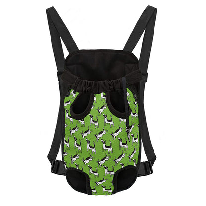 Green Doodle Bull Terrier Pattern Print Pet Carrier Backpack