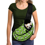 Green Doodle Bull Terrier Pattern Print Pet Sling Carrier