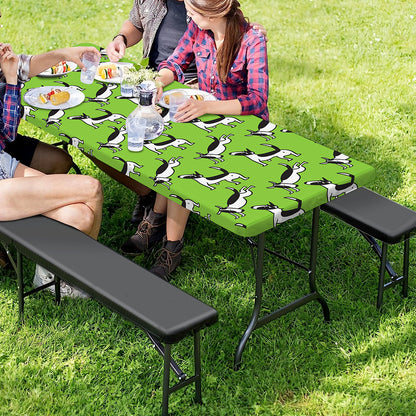 Green Doodle Bull Terrier Pattern Print Picnic Table Cover