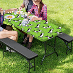 Green Doodle Bull Terrier Pattern Print Picnic Table Cover