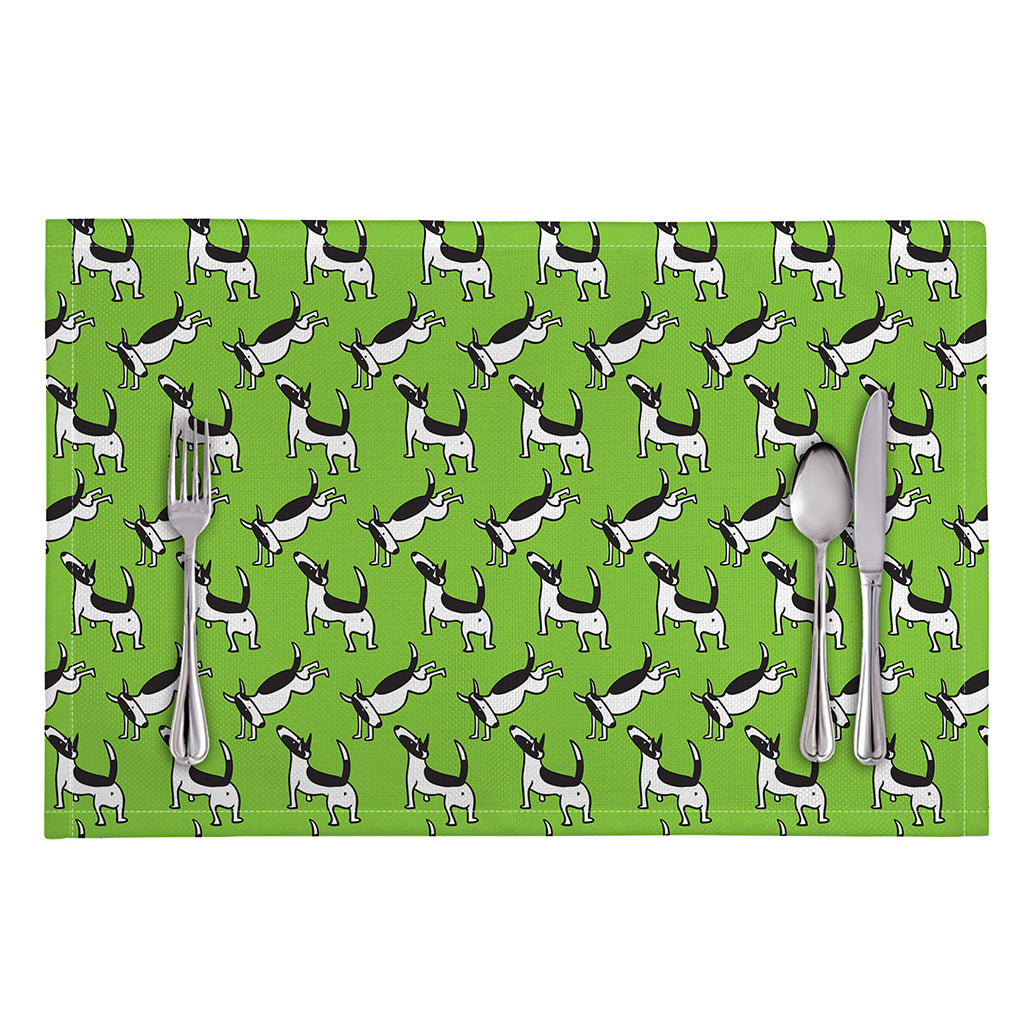 Green Doodle Bull Terrier Pattern Print Placemat