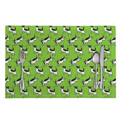 Green Doodle Bull Terrier Pattern Print Placemat