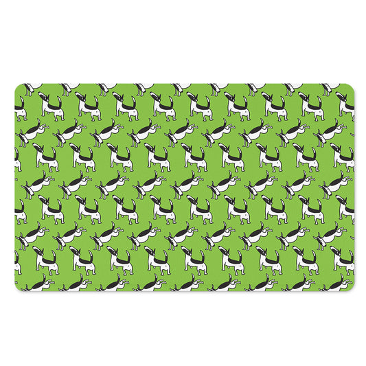 Green Doodle Bull Terrier Pattern Print Polyester Doormat