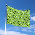 Green Doodle Bull Terrier Pattern Print Polyester Flag