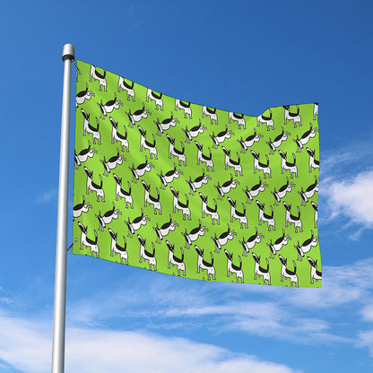 Green Doodle Bull Terrier Pattern Print Polyester Flag