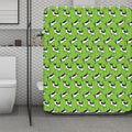 Green Doodle Bull Terrier Pattern Print Polyester Shower Curtain