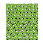 Green Doodle Bull Terrier Pattern Print Polyester Shower Curtain