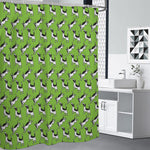 Green Doodle Bull Terrier Pattern Print Premium Shower Curtain