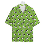 Green Doodle Bull Terrier Pattern Print Rayon Hawaiian Shirt