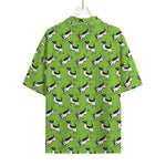 Green Doodle Bull Terrier Pattern Print Rayon Hawaiian Shirt