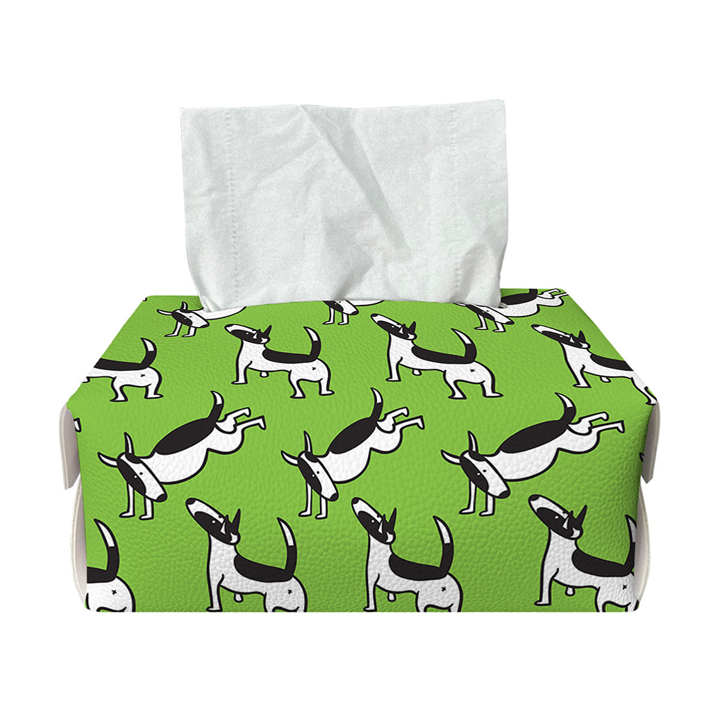 Green Doodle Bull Terrier Pattern Print Rectangle Tissue Box Cover