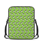 Green Doodle Bull Terrier Pattern Print Rectangular Crossbody Bag