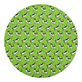 Green Doodle Bull Terrier Pattern Print Round Blanket