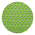 Green Doodle Bull Terrier Pattern Print Round Blanket