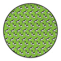 Green Doodle Bull Terrier Pattern Print Round Floor Mat