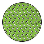Green Doodle Bull Terrier Pattern Print Round Floor Mat