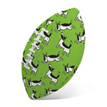 Green Doodle Bull Terrier Pattern Print Rugby Ball