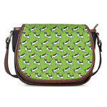 Green Doodle Bull Terrier Pattern Print Saddle Bag
