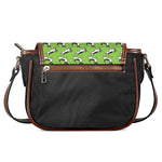 Green Doodle Bull Terrier Pattern Print Saddle Bag