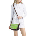 Green Doodle Bull Terrier Pattern Print Saddle Bag