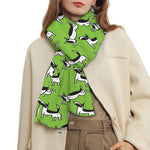 Green Doodle Bull Terrier Pattern Print Scarf