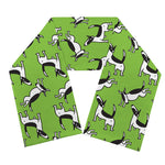 Green Doodle Bull Terrier Pattern Print Scarf
