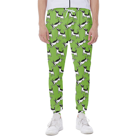 Green Doodle Bull Terrier Pattern Print Scuba Joggers