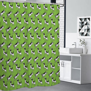 Green Doodle Bull Terrier Pattern Print Shower Curtain