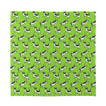 Green Doodle Bull Terrier Pattern Print Silk Bandana