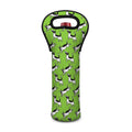 Green Doodle Bull Terrier Pattern Print Single Neoprene Wine Tote
