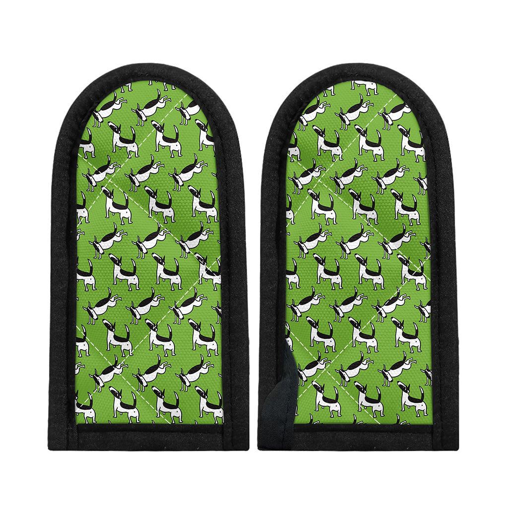 Green Doodle Bull Terrier Pattern Print Skillet Handle Cover