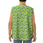 Green Doodle Bull Terrier Pattern Print Sleeveless Baseball Jersey