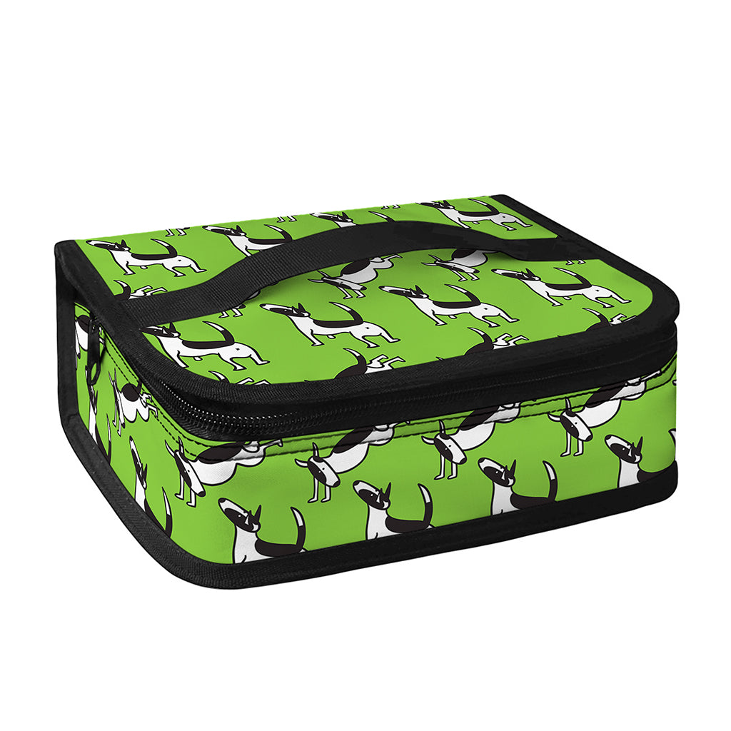 Green Doodle Bull Terrier Pattern Print Small Lunch Bag