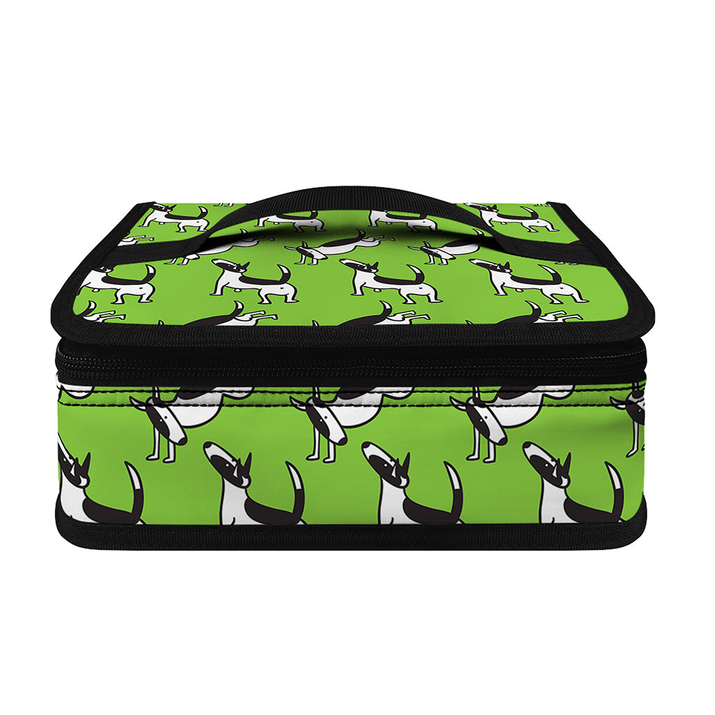 Green Doodle Bull Terrier Pattern Print Small Lunch Bag