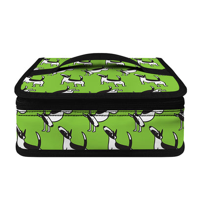 Green Doodle Bull Terrier Pattern Print Small Lunch Bag