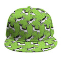 Green Doodle Bull Terrier Pattern Print Snapback Cap