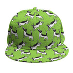 Green Doodle Bull Terrier Pattern Print Snapback Cap