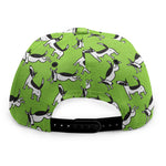 Green Doodle Bull Terrier Pattern Print Snapback Cap