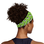 Green Doodle Bull Terrier Pattern Print Sports Headband