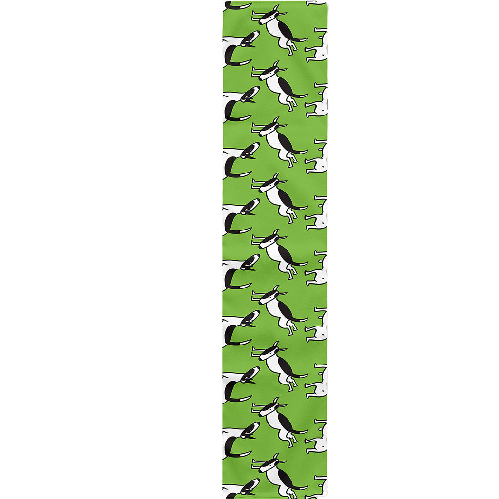 Green Doodle Bull Terrier Pattern Print Table Runner