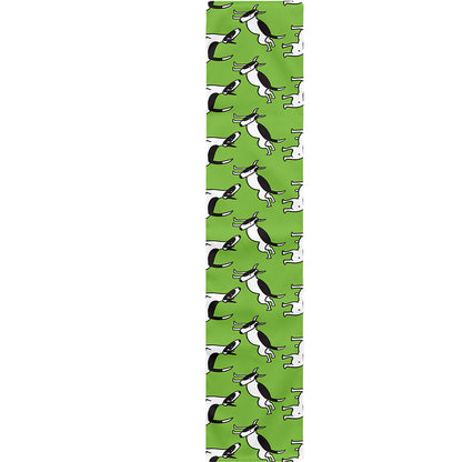 Green Doodle Bull Terrier Pattern Print Table Runner