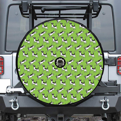 Green Doodle Bull Terrier Pattern Print Tire Cover With Camera Hole
