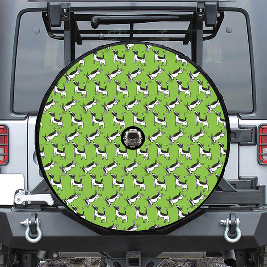 Green Doodle Bull Terrier Pattern Print Tire Cover With Camera Hole